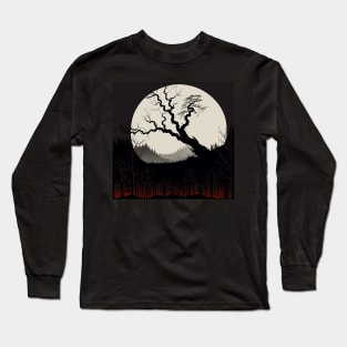 Spooky Tree in Front of a Full Moon Long Sleeve T-Shirt